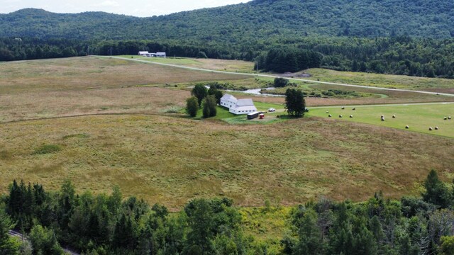 bird's eye view featuring a mountain view and a rural view