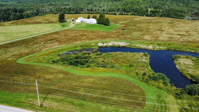 drone / aerial view featuring a rural view and a water view