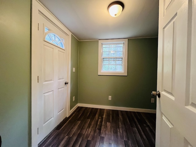 foyer entrance with dark hardwood / wood-style floors