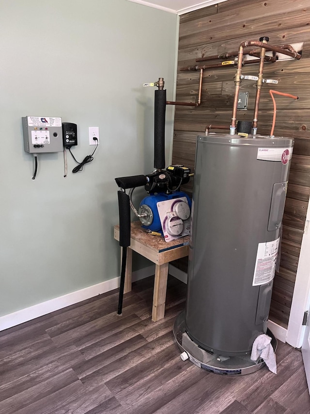 utility room with electric water heater