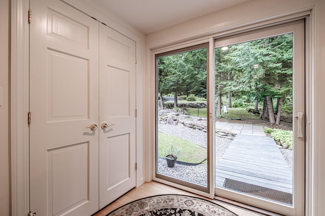 doorway featuring light hardwood / wood-style flooring