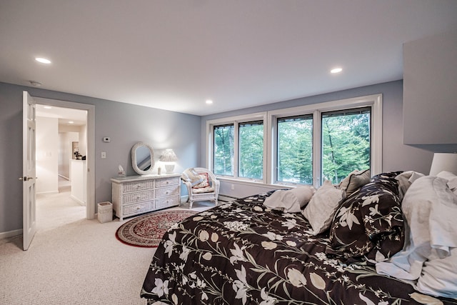 bedroom featuring carpet floors and multiple windows