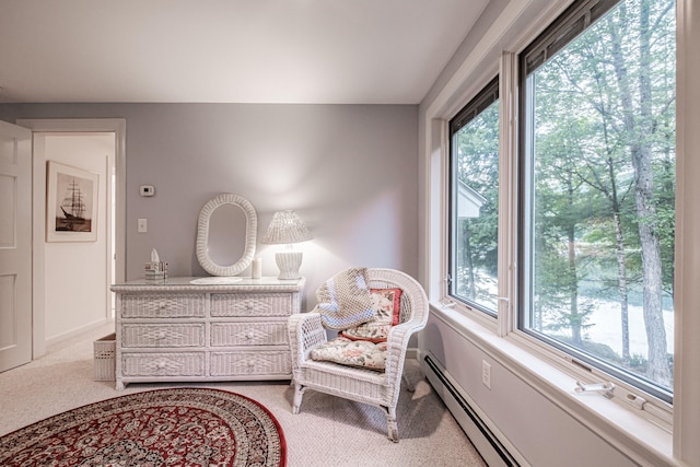 sitting room with carpet and a wealth of natural light