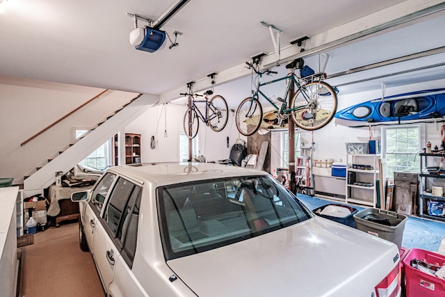 garage with a garage door opener