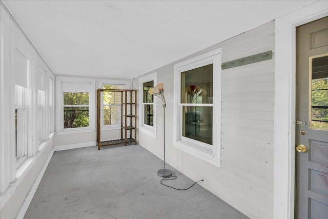 view of unfurnished sunroom