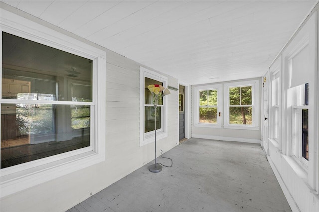 view of unfurnished sunroom