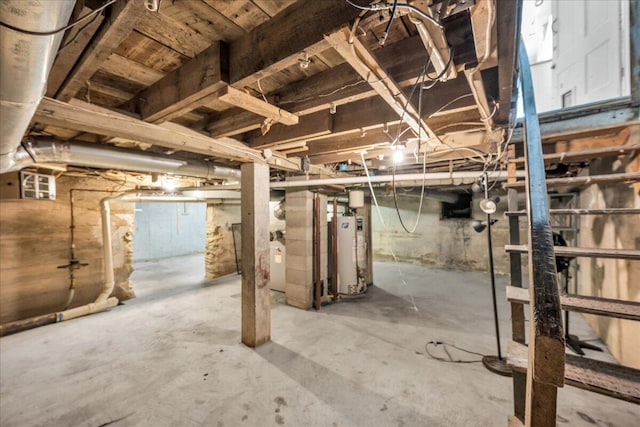 basement featuring gas water heater