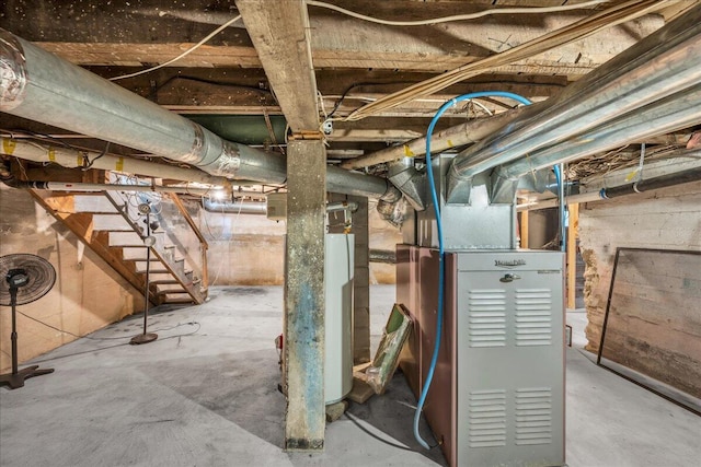 basement with heating unit