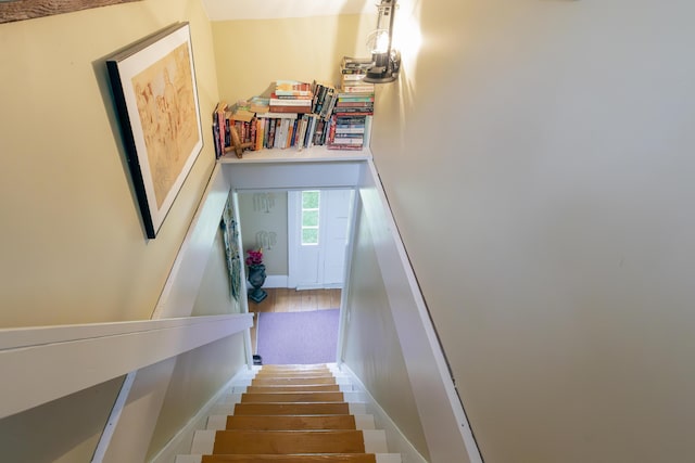 staircase featuring wood finished floors