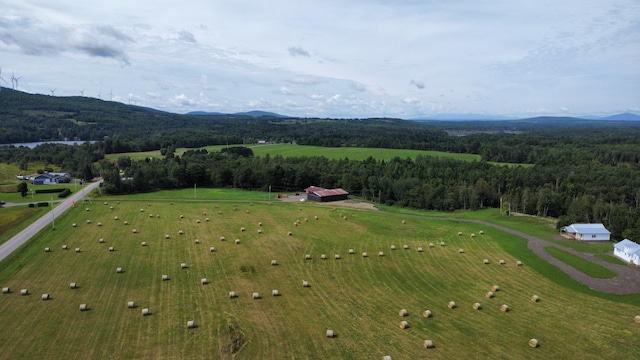 birds eye view of property featuring a rural view