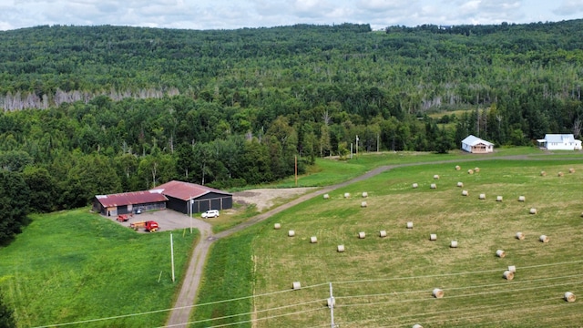 aerial view with a rural view