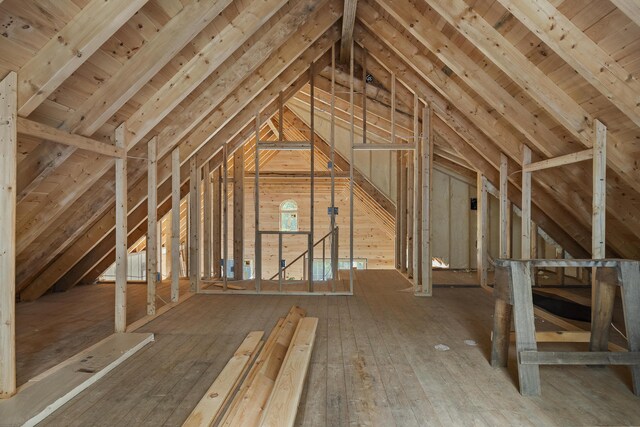 view of unfinished attic