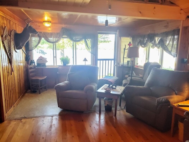 living room with hardwood / wood-style floors