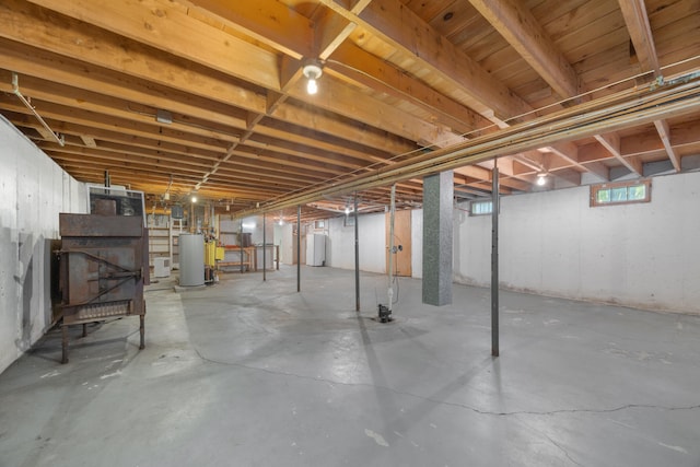 basement with water heater