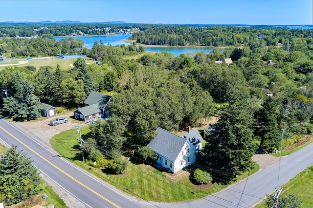 bird's eye view featuring a water view