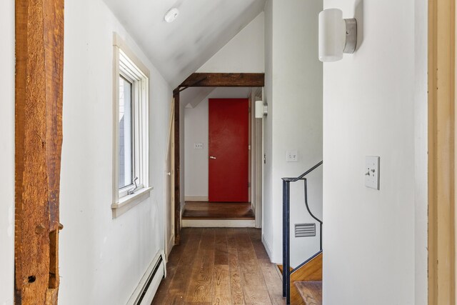 4 Wilson St, Topsham, ME 04086 - corridor featuring wood finished floors and vaulted ceiling