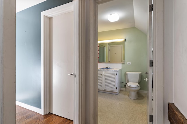 4 Wilson St, Topsham, ME 04086 - bathroom with vanity and lofted ceiling