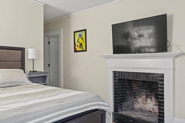 4 Wilson St, Topsham, ME 04086 - bedroom featuring ornamental molding and a fireplace