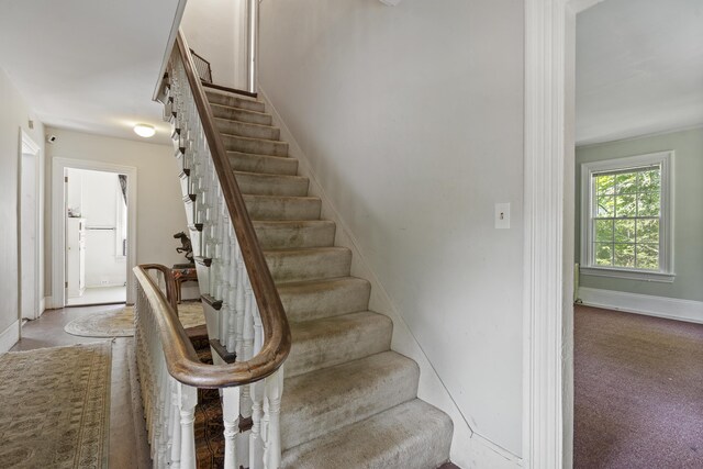 4 Wilson St, Topsham, ME 04086 - stairway with baseboards and carpet
