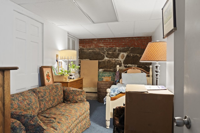 4 Wilson St, Topsham, ME 04086 - carpeted living area featuring baseboard heating and a drop ceiling