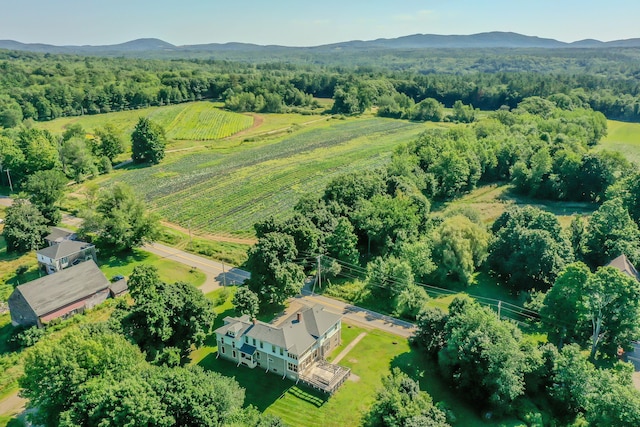 443 S Union Rd, Union, ME 04862 - birds eye view of property with a rural view, a view of trees, and a mountain view