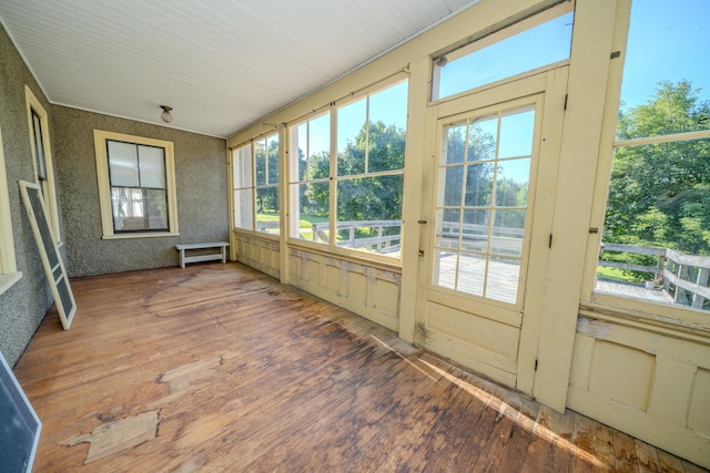 443 S Union Rd, Union, ME 04862 - unfurnished sunroom with hardwood / wood-style floors