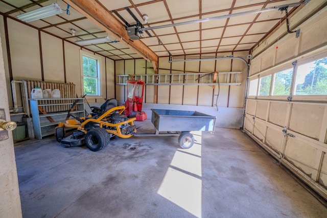 garage with a garage door opener