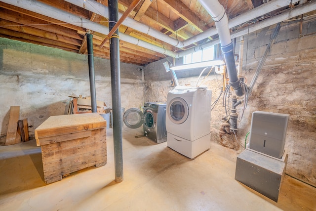 basement with independent washer and dryer