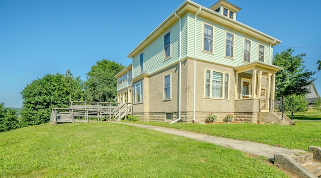 443 S Union Rd, Union, ME 04862 - view of property exterior featuring a yard and a wooden deck