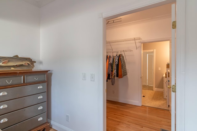 interior space with baseboards and light wood-style floors