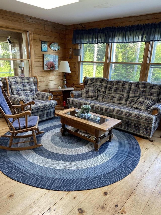 91 Mcsorley Rd, Great Cranberry, Cranberry Isles, ME 04625 - living area with hardwood / wood-style flooring and wooden walls