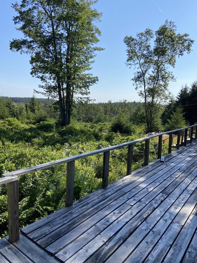 91 Mcsorley Rd, Great Cranberry, Cranberry Isles, ME 04625 - wooden terrace featuring a forest view