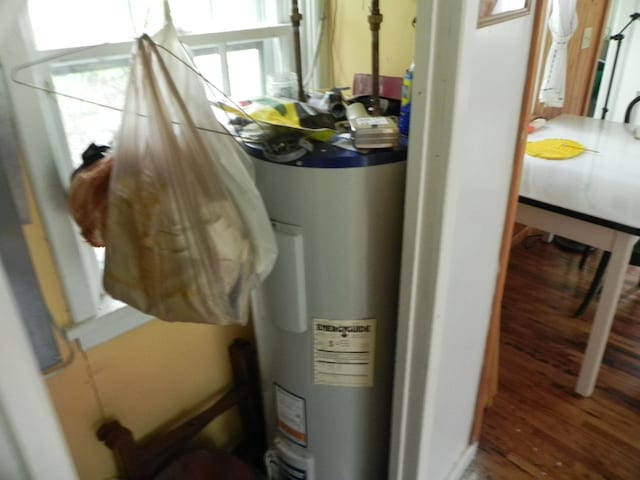 utility room with water heater