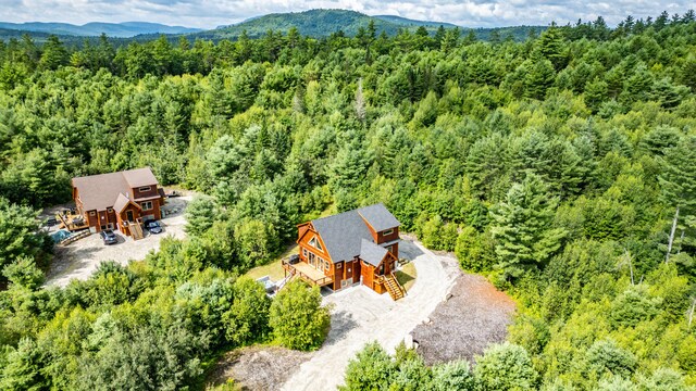 birds eye view of property featuring a mountain view