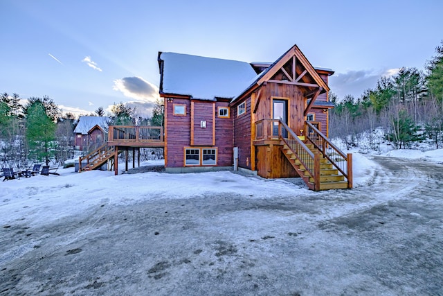 view of snow covered house