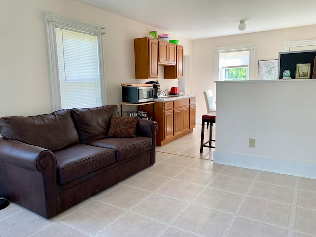 view of tiled living room