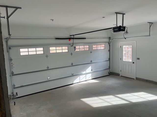 garage with a garage door opener