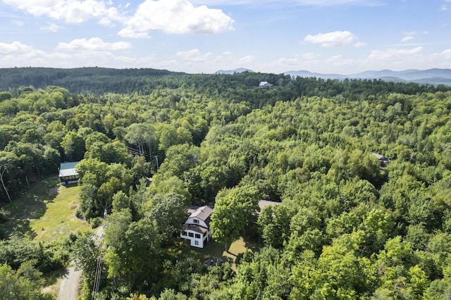 drone / aerial view featuring a mountain view