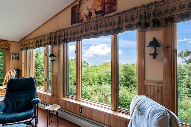 sunroom with a wealth of natural light and vaulted ceiling