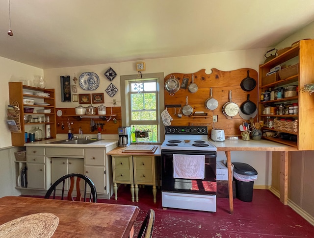 kitchen featuring electric stove and sink