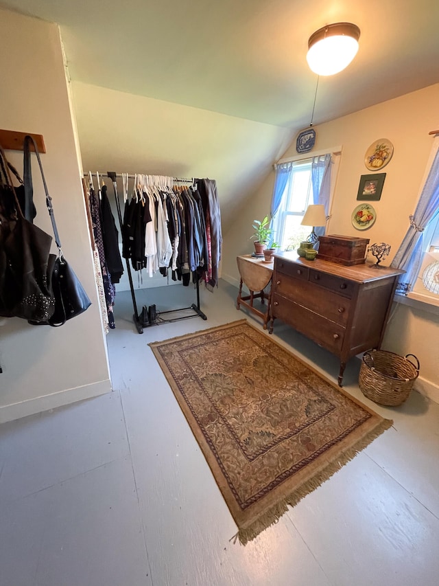 spacious closet featuring lofted ceiling