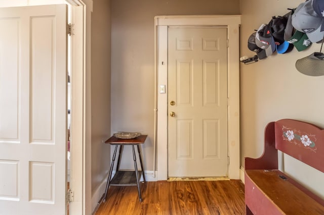 doorway to outside with dark wood-type flooring