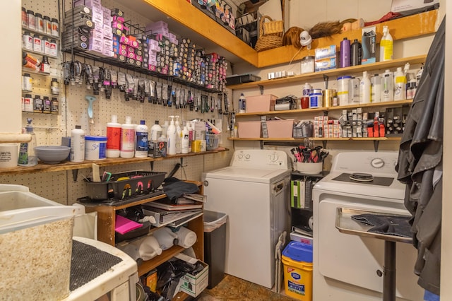 interior space featuring washing machine and dryer