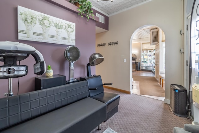 interior space with crown molding