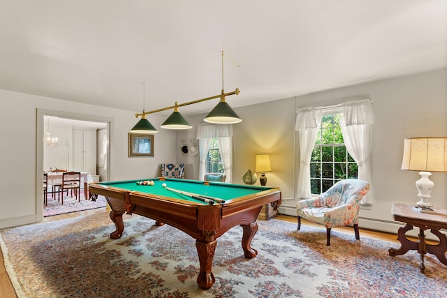 game room with pool table and wood-type flooring