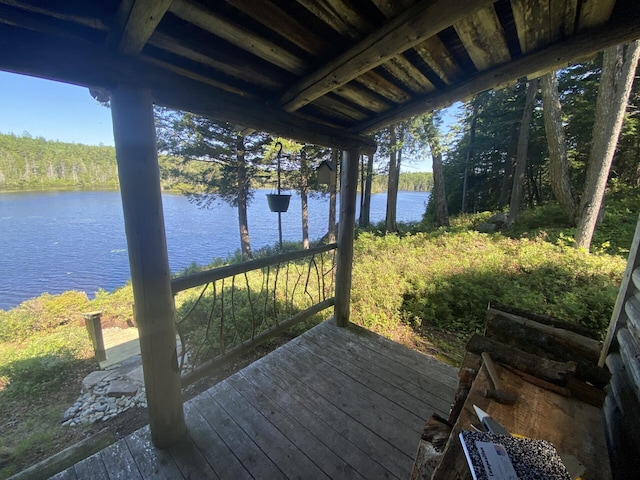 LOT14 Rowe Pond Rd, Pleasant Ridge Plt, ME 04920 - wooden terrace featuring a water view