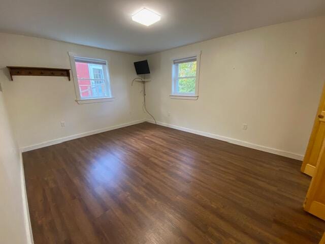 unfurnished room featuring dark wood-type flooring