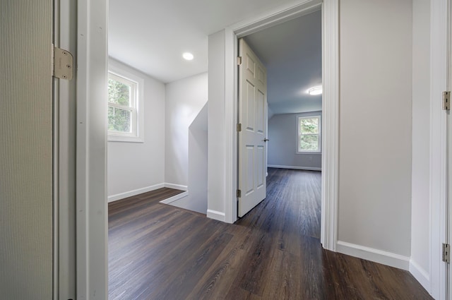 hall featuring dark hardwood / wood-style floors