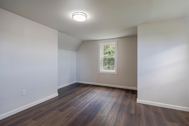 additional living space featuring vaulted ceiling and hardwood / wood-style flooring