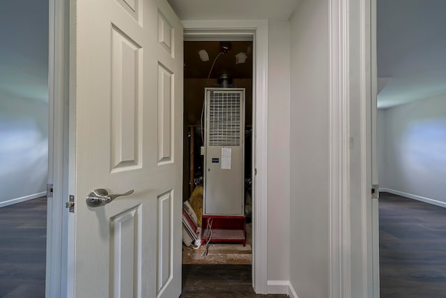 hall with dark hardwood / wood-style floors